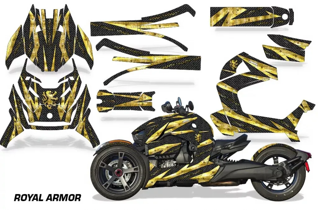 Royal Armor Hintergrund = Schwarz, Designfarbe = Gelb für CAN-AM Ryker Rally up 2022+