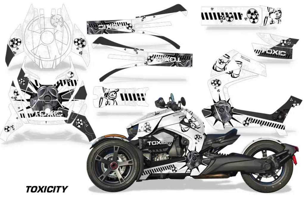Toxicity Hintergrund = Weiß, Designfarbe = Schwarz für CAN-AM Ryker Rally up 2022+