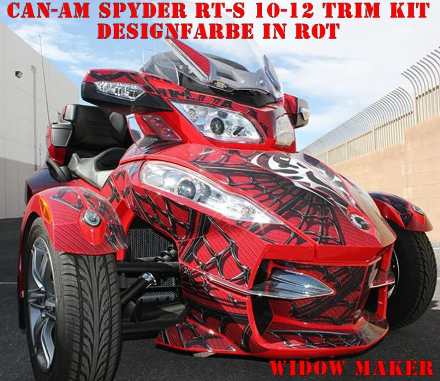 Trim Kit Widow Maker Hintergrund = Rot, Designfarbe = Schwarz für CAN-AM Spyder RT/RTS/RT Limited 2010-2013