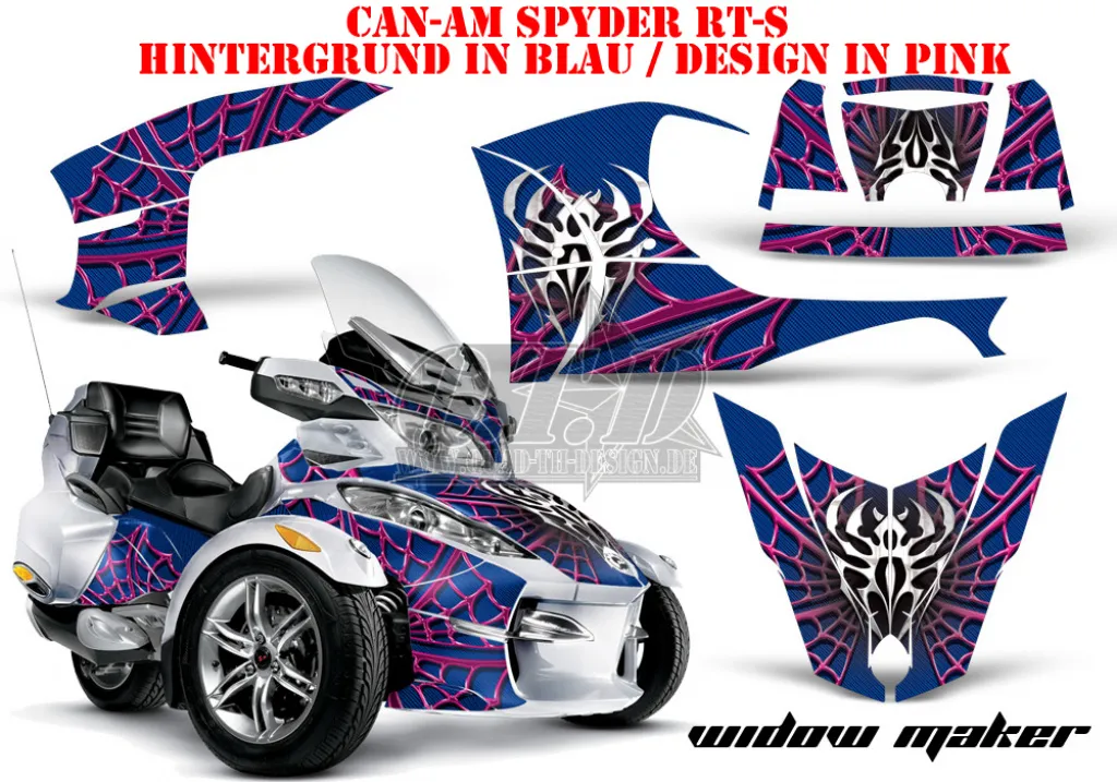 Widow Maker Hintergrund = Blau, Designfarbe = Pink für CAN-AM Spyder RT/RTS/RT Limited 2010-2013