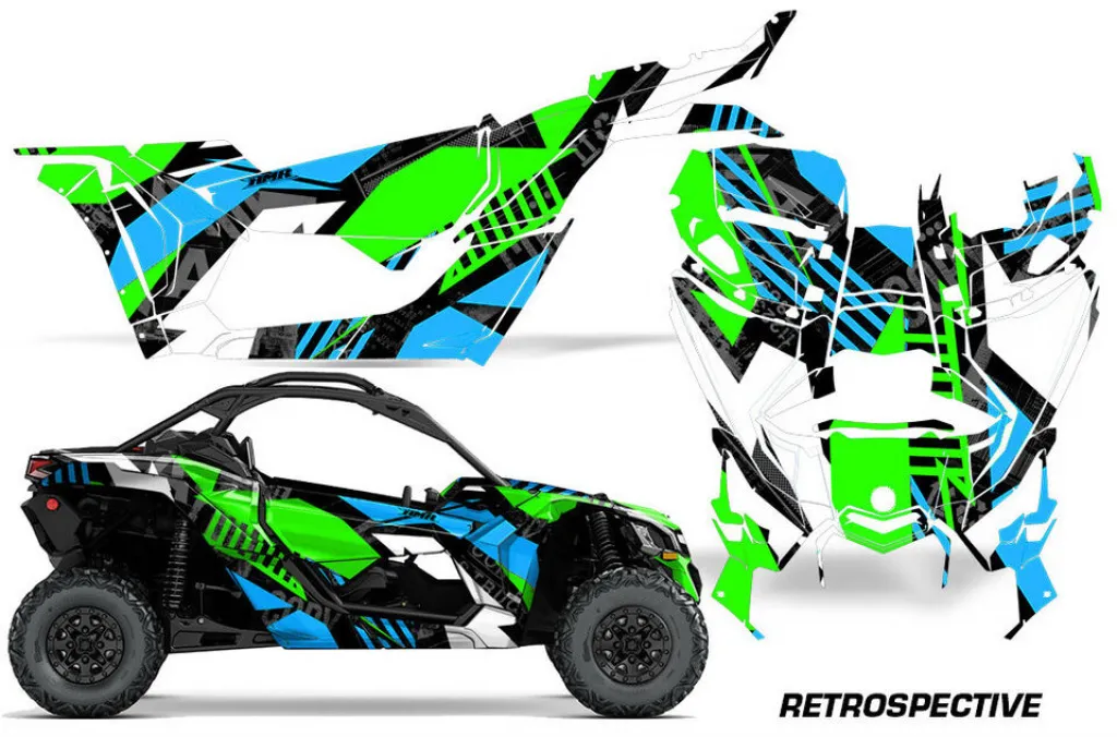 Retrospective Background = Teal Blue, Design color = Green for CAN-AM Maverick X3 2016-2023