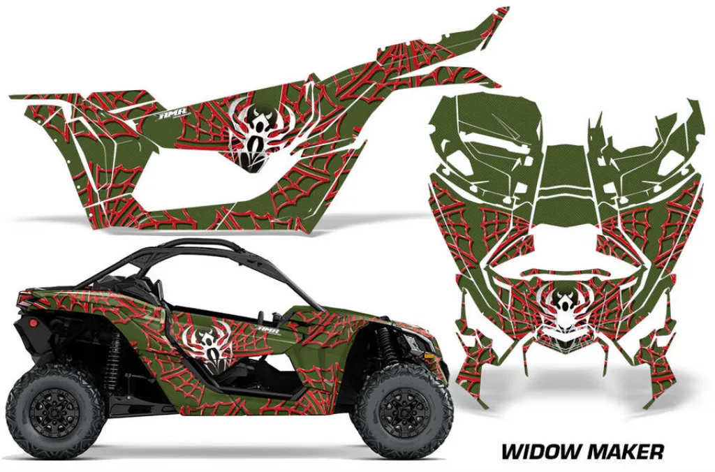 Widow Maker Background = Amy Green, Design color = Red for CAN-AM Maverick X3 2016-2023