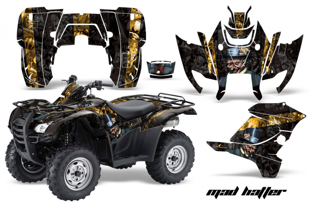 Mad Hatter Background = Black, Design color = Yellow for Honda Rancher/Rancher AT 2007-2013