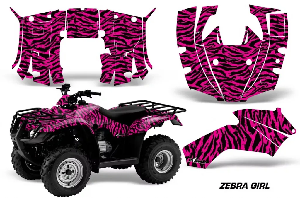 Zebra Girl Hintergrund = Schwarz, Designfarbe = Pink für Honda Recon ES Fourtrax 2005-2018
