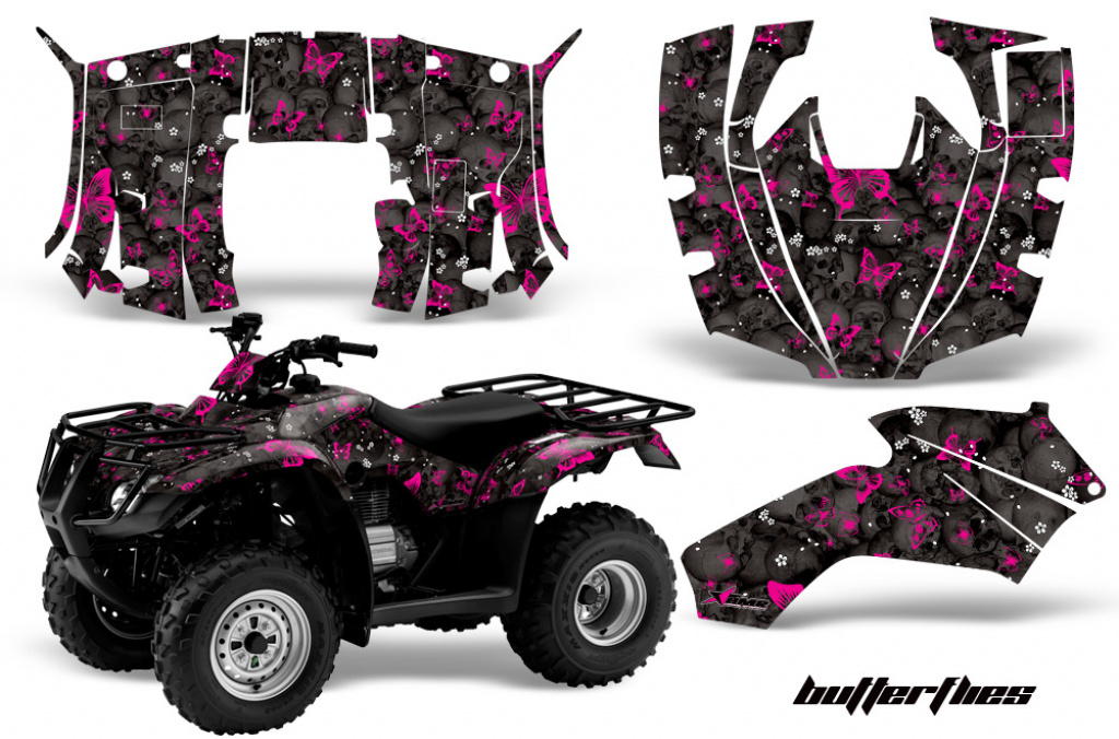 Butterfly Background = Black, Design color = Pink for Honda Recon ES Fourtrax 2005-2018