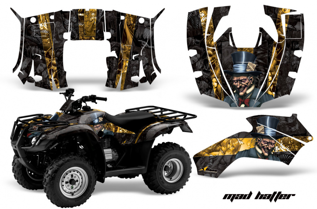 Mad Hatter Background = Black, Design color = Yellow for Honda Recon ES Fourtrax 2005-2018
