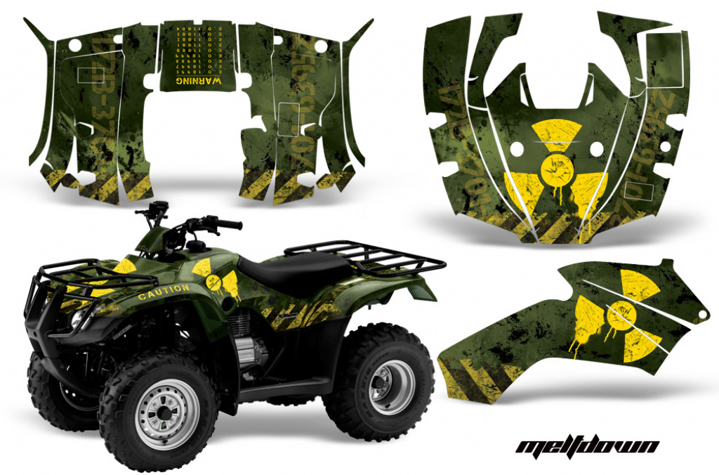 Meltdown Background = Green, Design color = Yellow for Honda Recon ES Fourtrax 2005-2018