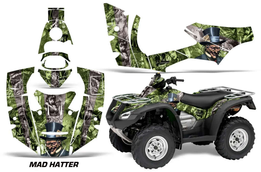 Mad Hatter Hintergrund = Grün, Designfarbe = Silber für Honda Rincon/TRX 680 2006-2018
