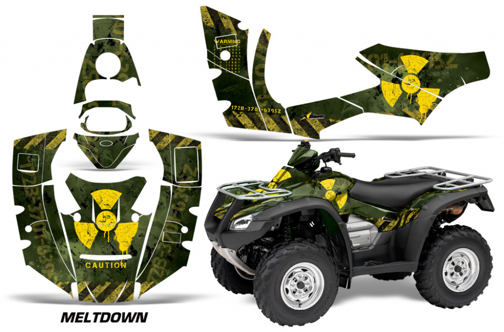 Meltdown Background = Green, Design color = Yellow for Honda Rincon/TRX 680 2006-2018