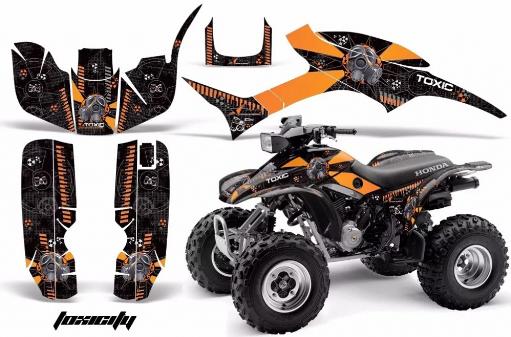 Toxicity Background = Black, Design color = Orange for Honda TRX 300EX 1993-2006