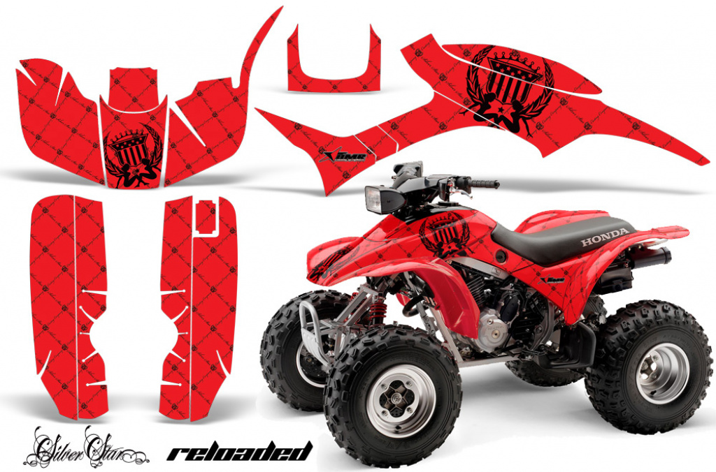 SilverStar- Reloaded Background = Red, Design color = Black for Honda TRX 300EX 1993-2006