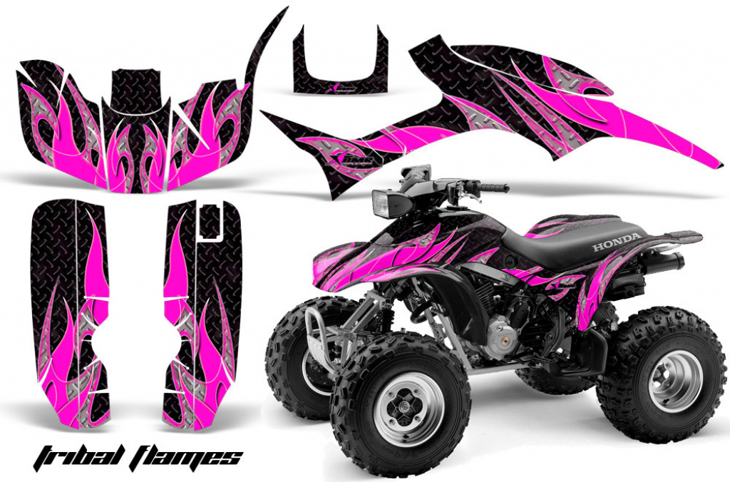 Tribal Flame Background = Black, Design color = Pink for Honda TRX 300EX 1993-2006