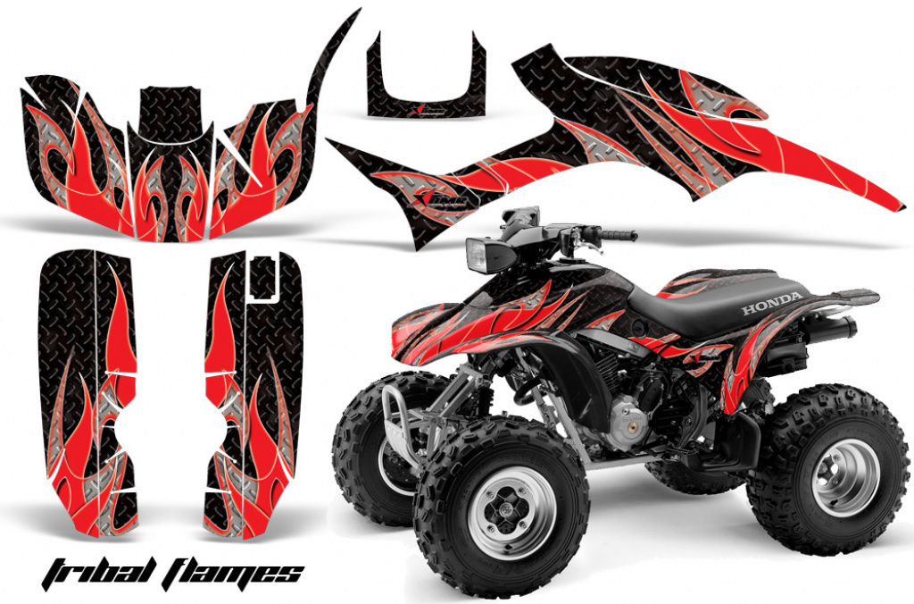 Tribal Flame Background = Black, Design color = Red for Honda TRX 300EX 1993-2006