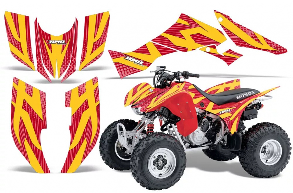 Zooted Background = Red, Design color = Yellow for Honda TRX 300EX 2007-2013
