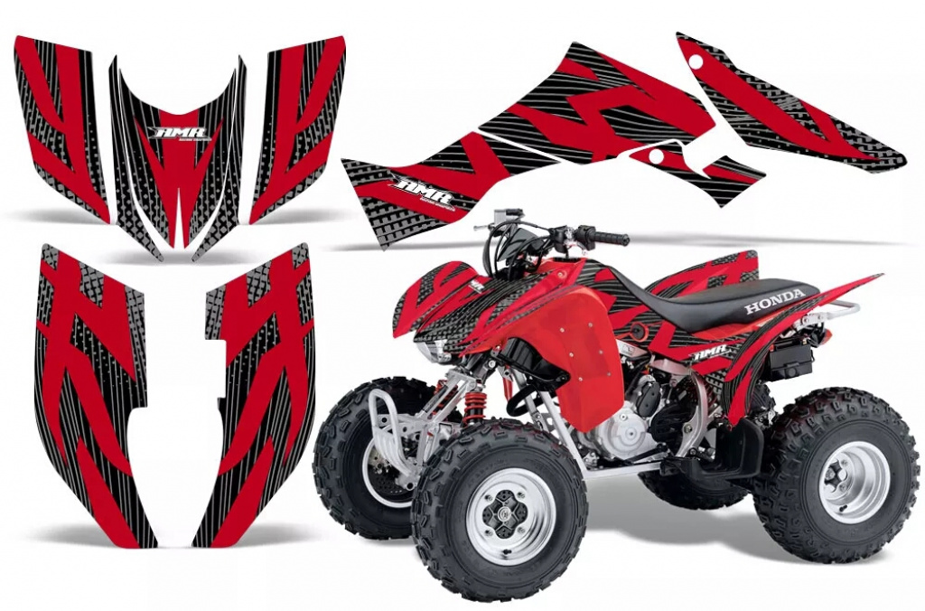 Zooted Background = Black, Design color = Red for Honda TRX 300EX 2007-2013