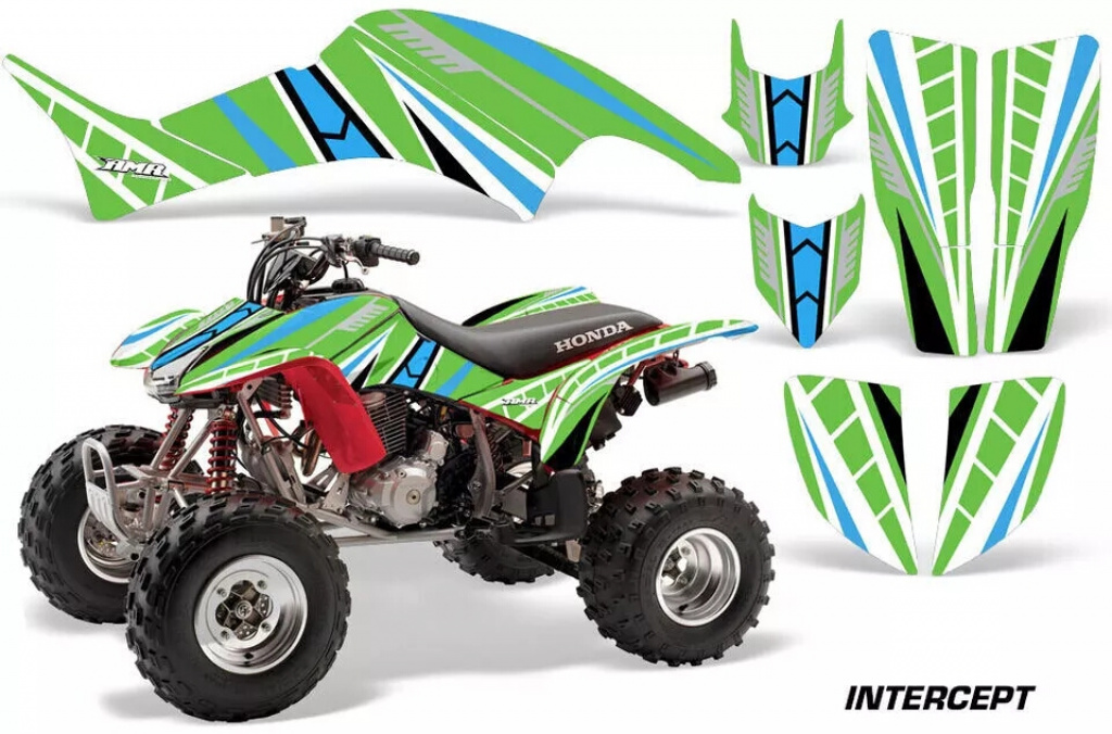 Intercept Background = Green, Design color = Blue for Honda TRX 400EX 1999-2007