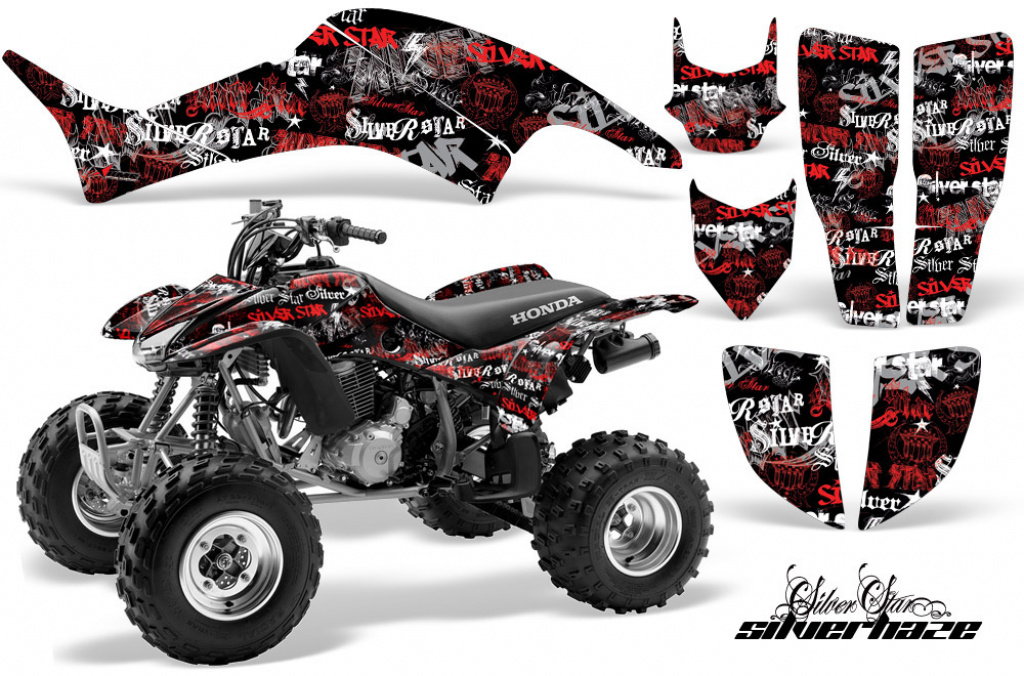 SilverStar- Silverhaze Background = Black, Design color = Red for Honda TRX 400EX 1999-2007