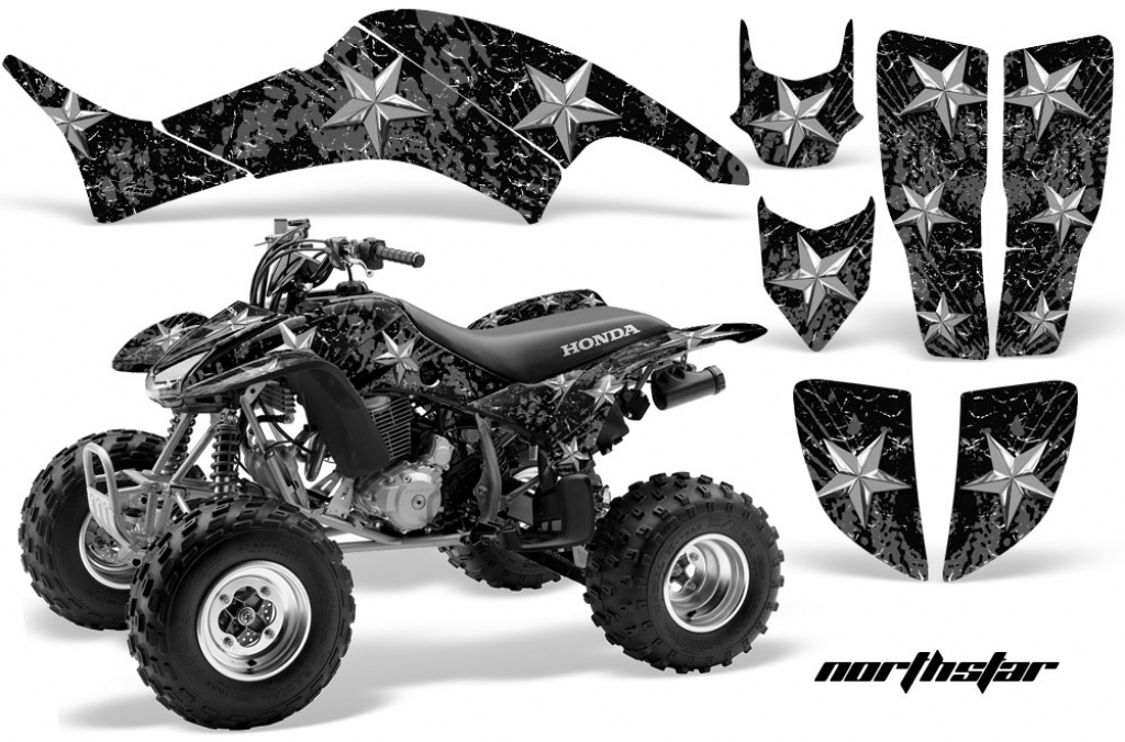 Northstar Background = Black, Design color = Silver for Honda TRX 400EX 1999-2007