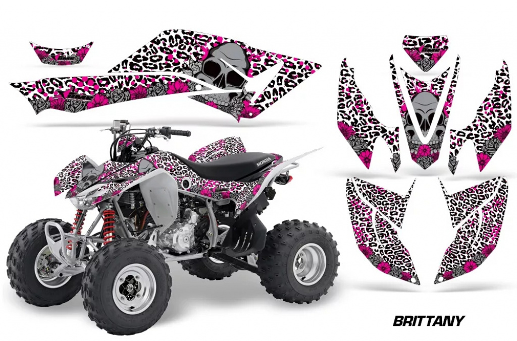 Brittany Background = White, Design color = Pink for Honda TRX 400EX 2008-2016