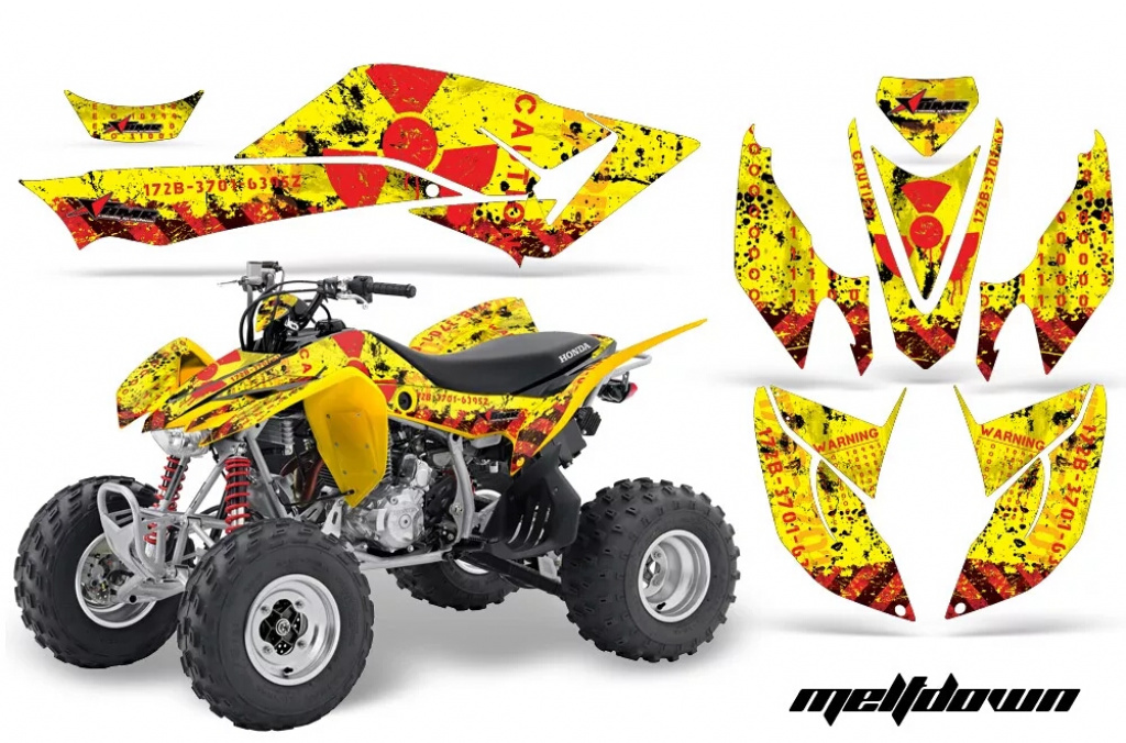 Meltdown Background = Yellow, Design color = Red for Honda TRX 400EX 2008-2016