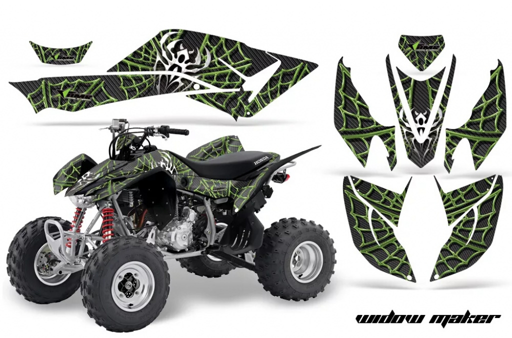 Widow Maker Background = Black, Design color = Green for Honda TRX 400EX 2008-2016