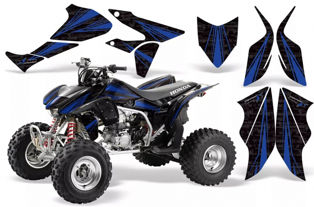 Contender Background = Black, Design color = Blue for Honda TRX 450R 2004-2016