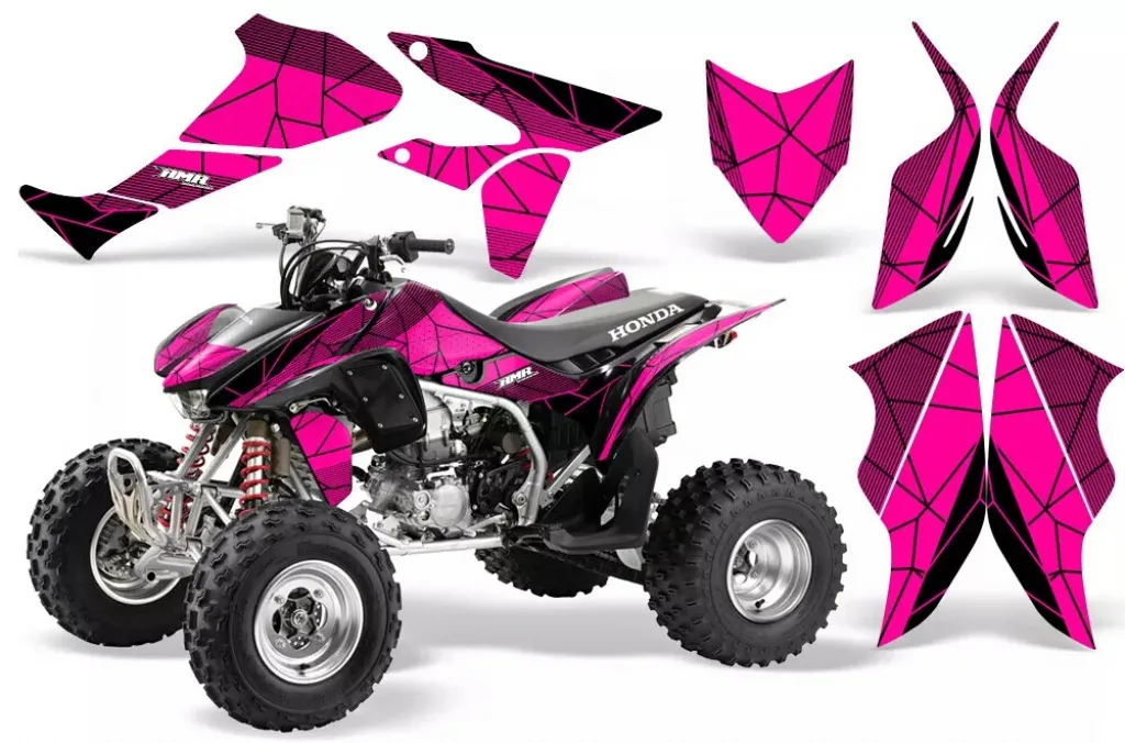 Geometrik Hintergrund = Schwarz, Designfarbe = Pink für Honda TRX 450R 2004-2016
