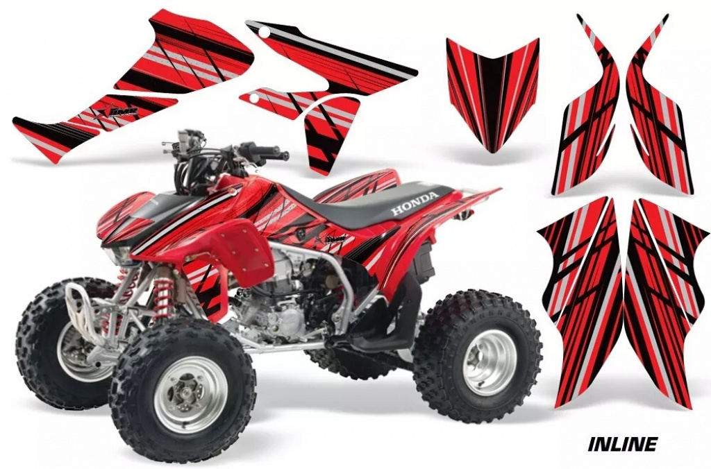 In Line Background = Black, Design color = Red for Honda TRX 450R 2004-2016