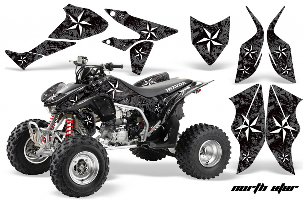 Northstar Background = Black, Design color = White for Honda TRX 450R 2004-2016