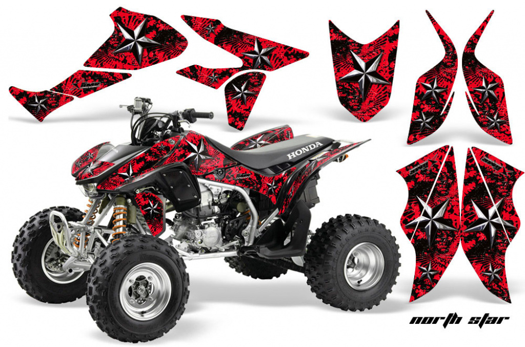 Northstar Background = Red, Design color = White for Honda TRX 450R 2004-2016
