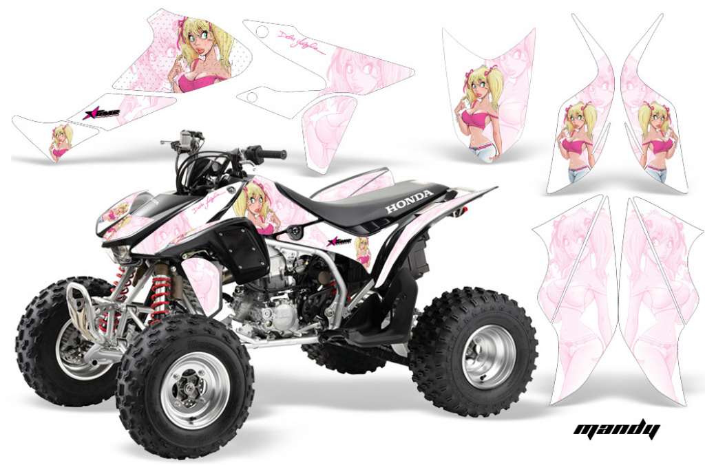 Mandy Background = White, Design color = Pink for Honda TRX 450R 2004-2016