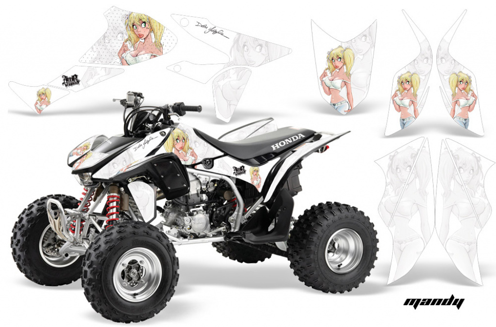 Mandy Background = White, Design color = White for Honda TRX 450R 2004-2016