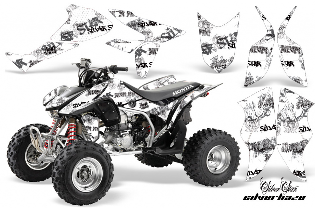 SilverStar - Silverhaze Background = White, Design color = Black for Honda TRX 450R 2004-2016