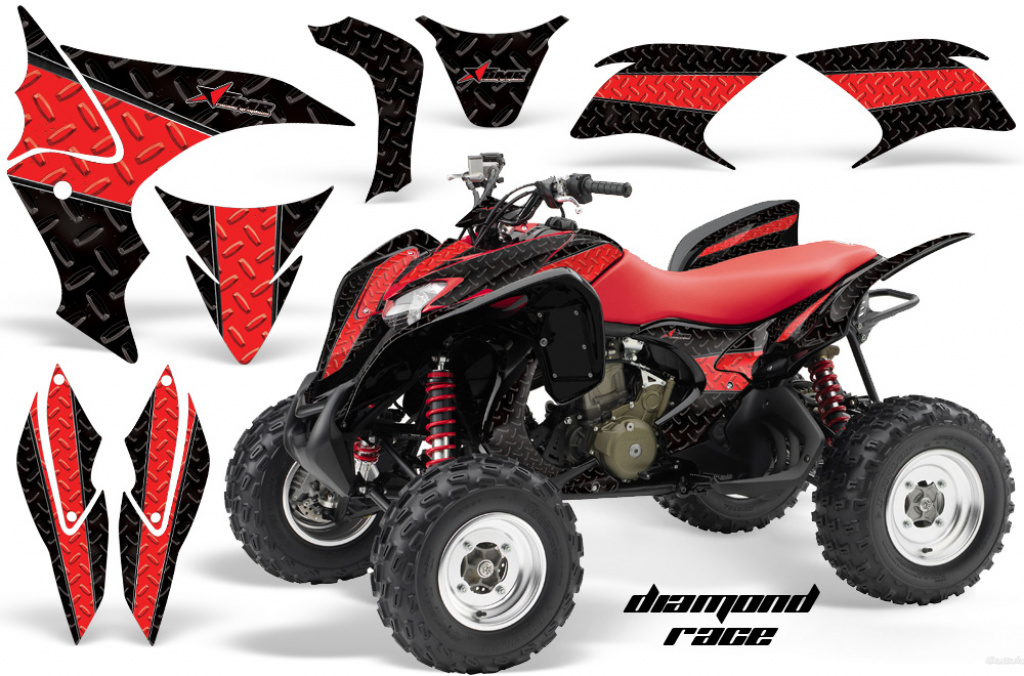 Diamond Race Background = Black, Design color = Red for Honda TRX 700xx 2008-2015