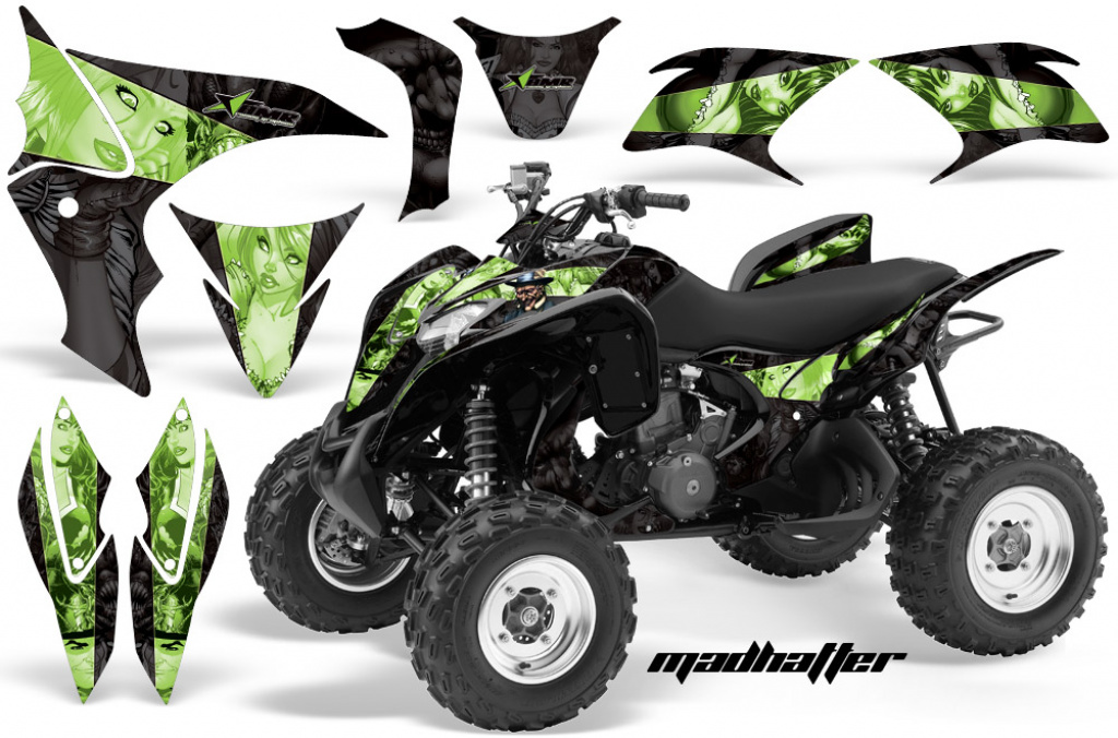 Mad Hatter Background = Black, Design color = Green for Honda TRX 700xx 2008-2015