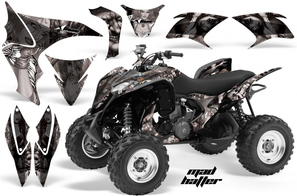 Mad Hatter Background = Silver, Design color = Black for Honda TRX 700xx 2008-2015