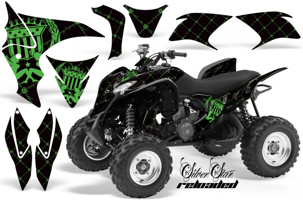 SilverStar- Reloaded Background = Black, Design color = Green for Honda TRX 700xx 2008-2015