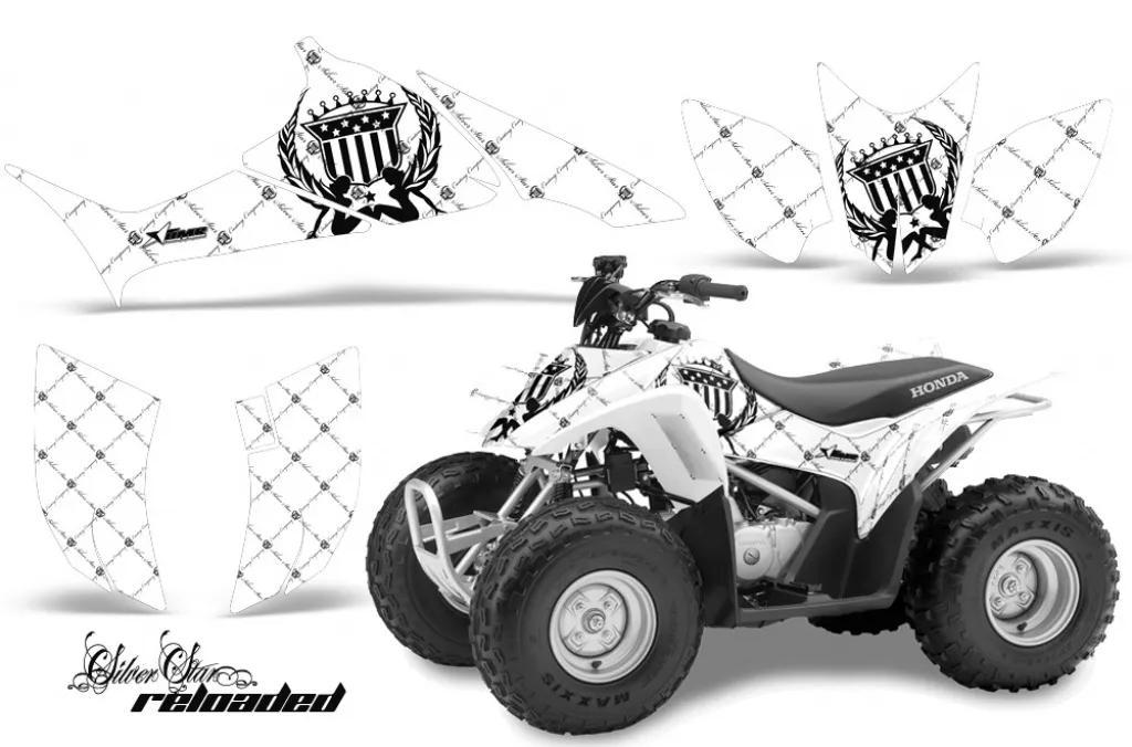 SilverStar - Reloaded Hintergrund = Weiß, Designfarbe = Schwarz für Honda TRX 90EX 2006-2019