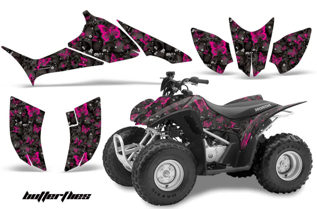 Butterfly Hintergrund = Schwarz, Designfarbe = Pink für Honda TRX 90EX 2006-2019