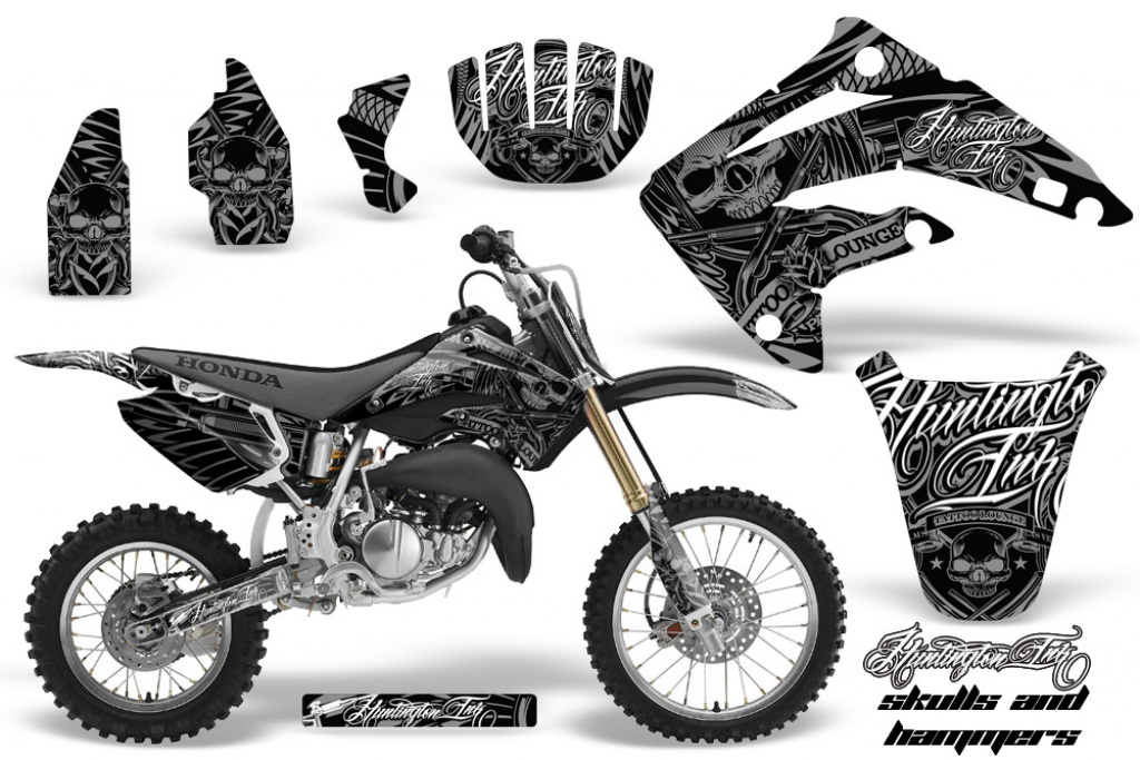Skulls N Hammers Silber mit Nummernfeldern für Honda CR85 2003-2007