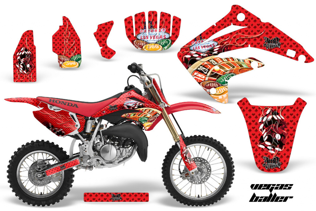 Vegas Baller Rot mit Nummernfeldern für Honda CR85 2003-2007