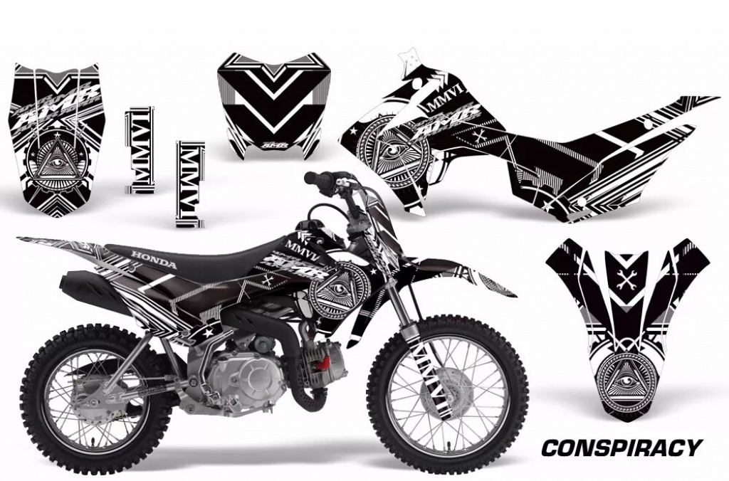 Conspiracy Weiß mit Nummernfeldern für Honda CRF110 F 2013-2018