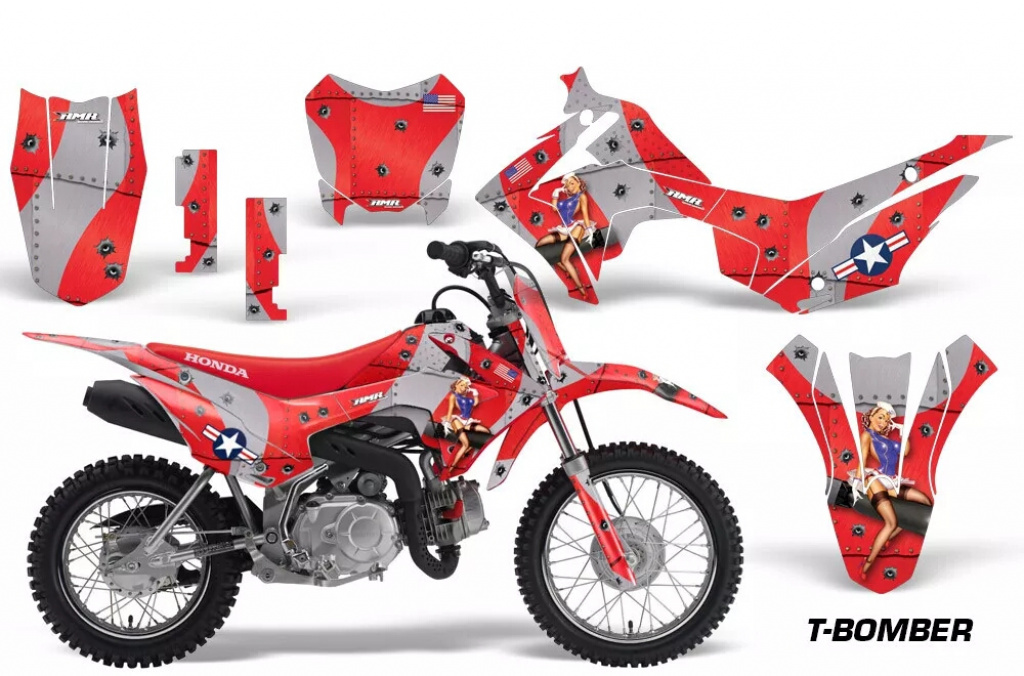 T-Bomber Rot mit Nummernfeldern für Honda CRF110 F 2013-2018