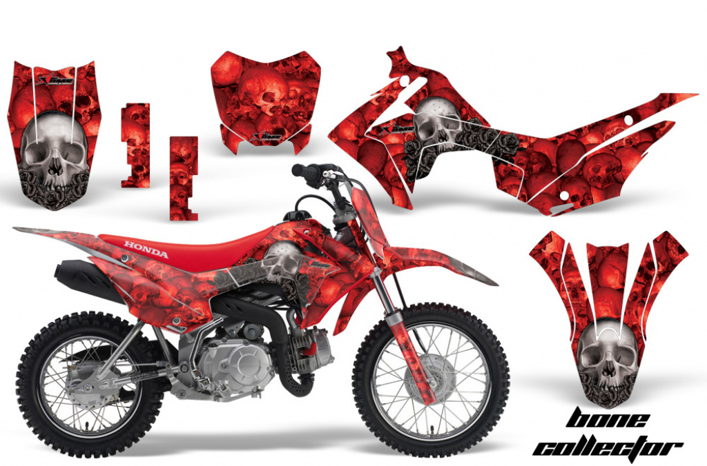 Bone Collector Rot mit Nummernfeldern für Honda CRF110 F 2013-2018