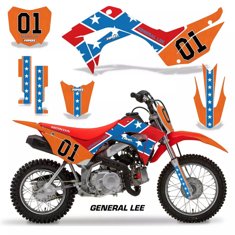 General Lee with number plates for Honda CRF110 F 2019-2021