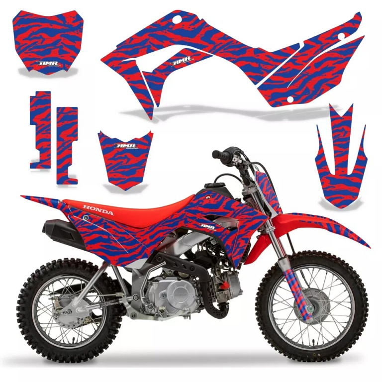 Zebra Girl Background = Red, Design color = Blue with number plates for Honda CRF110 F 2019-2021