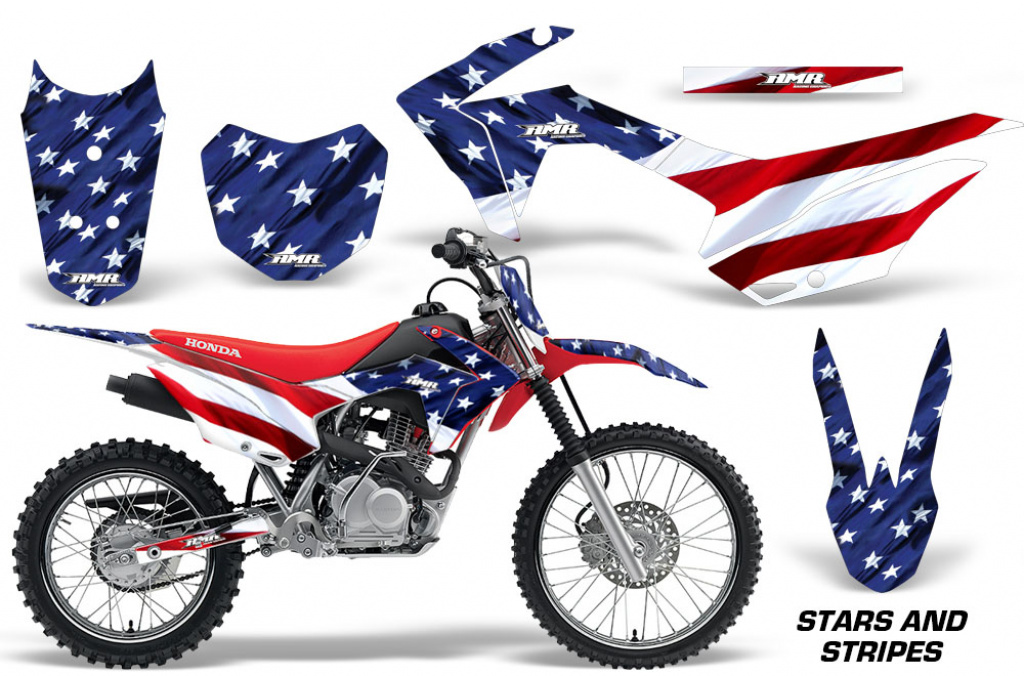 Stars and Stripes mit Nummernfelder für Honda CRF125 F 2014-2018