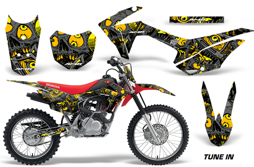 Tune In Gelb mit Nummernfeldern für Honda CRF125 F 2014-2018