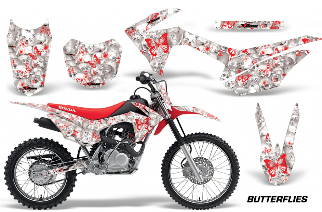 Northstar Hintergrund = Weiß, Designfarbe = Rot mit Nummernfeldern für Honda CRF125 F 2014-2018