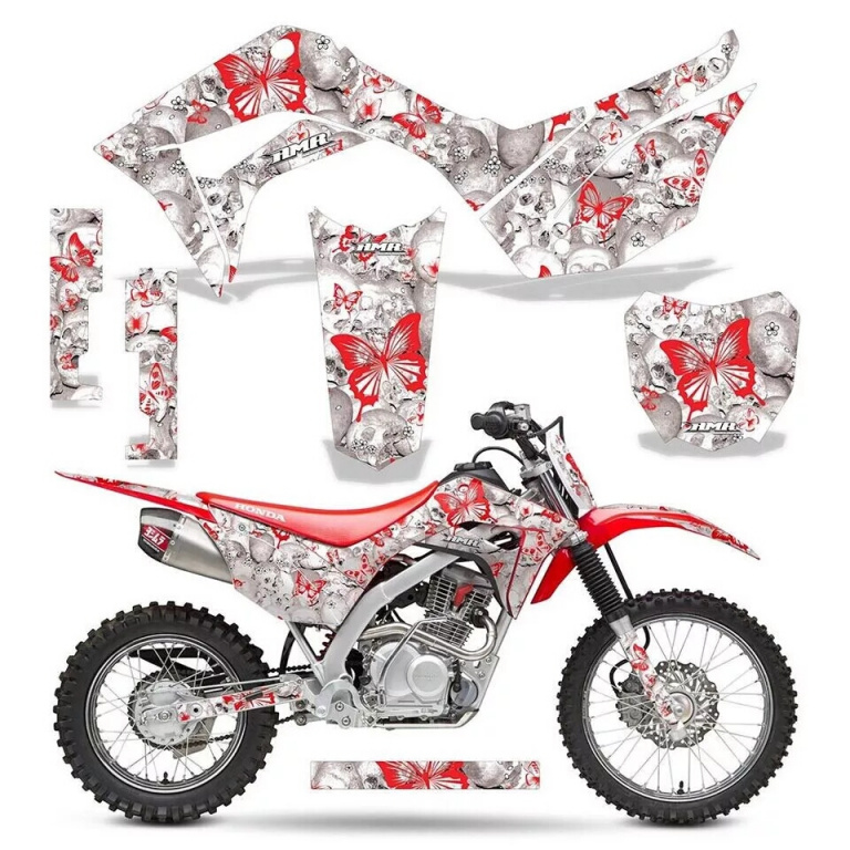 Northstar Hintergrund = Weiß, Designfarbe = Rot mit Nummernfeldern für Honda CRF125 F 2019-2025